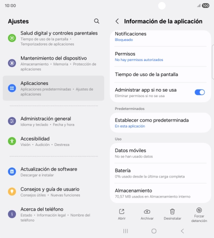 Pulsa Almacenamiento.
