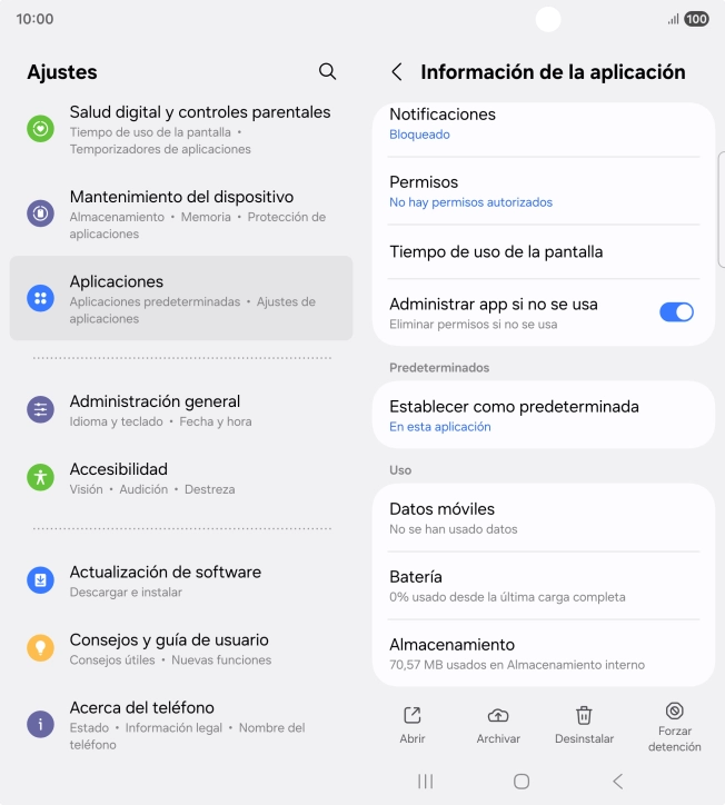 Pulsa Almacenamiento.