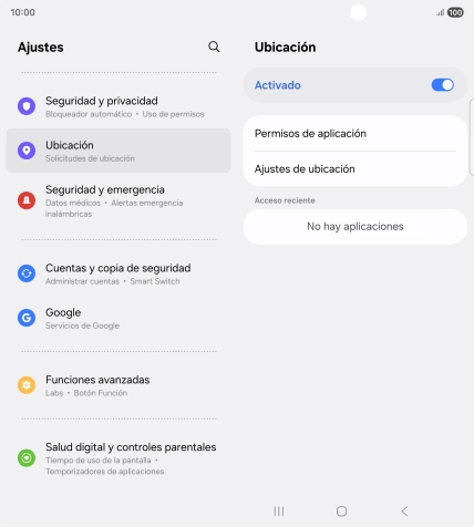 Pulsa Permisos de aplicación.