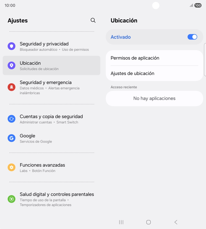 Pulsa Permisos de aplicación.