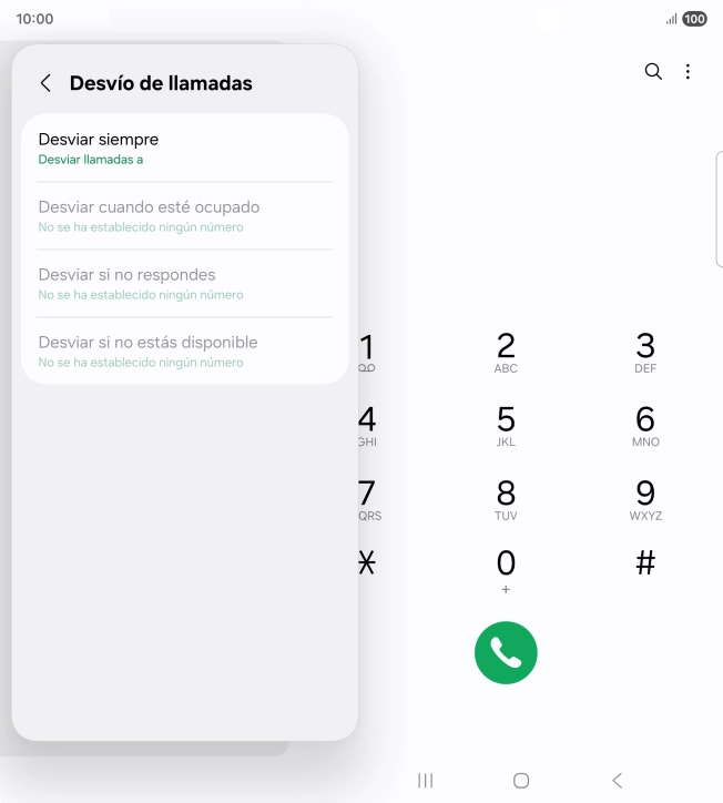 Pulsa el tipo de desvío deseado.