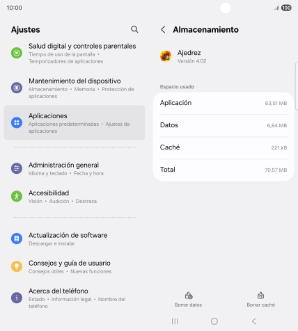 Pulsa Borrar caché.