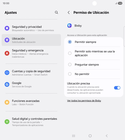 Pulsa el ajuste deseado.