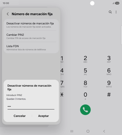 Introduce el código PIN2 y pulsa Aceptar.