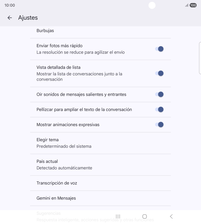 Pulsa Gemini en Mensajes.