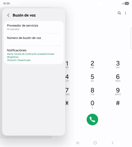 Pulsa Número de buzón de voz.