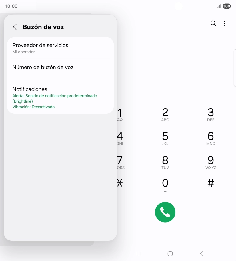 Pulsa Número de buzón de voz.