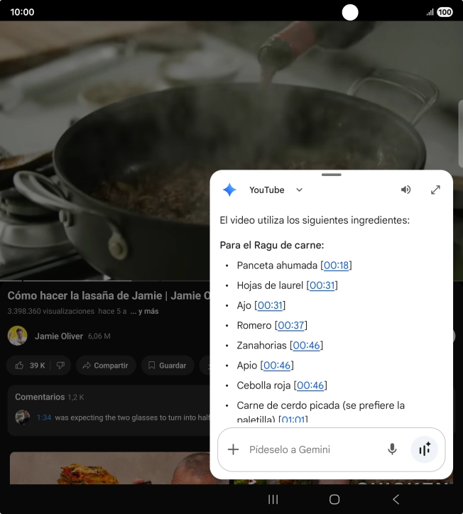 La respuesta de Gemini a tu pregunta se visualiza ahora en la pantalla.