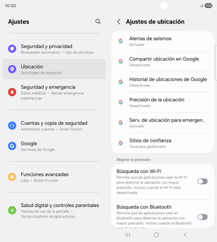Pulsa Precisión de la ubicación.