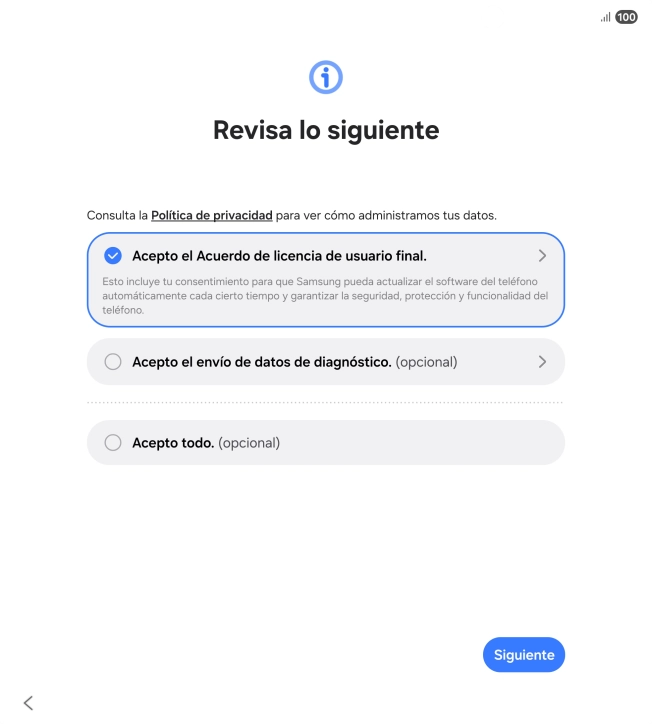 Pulsa Siguiente.