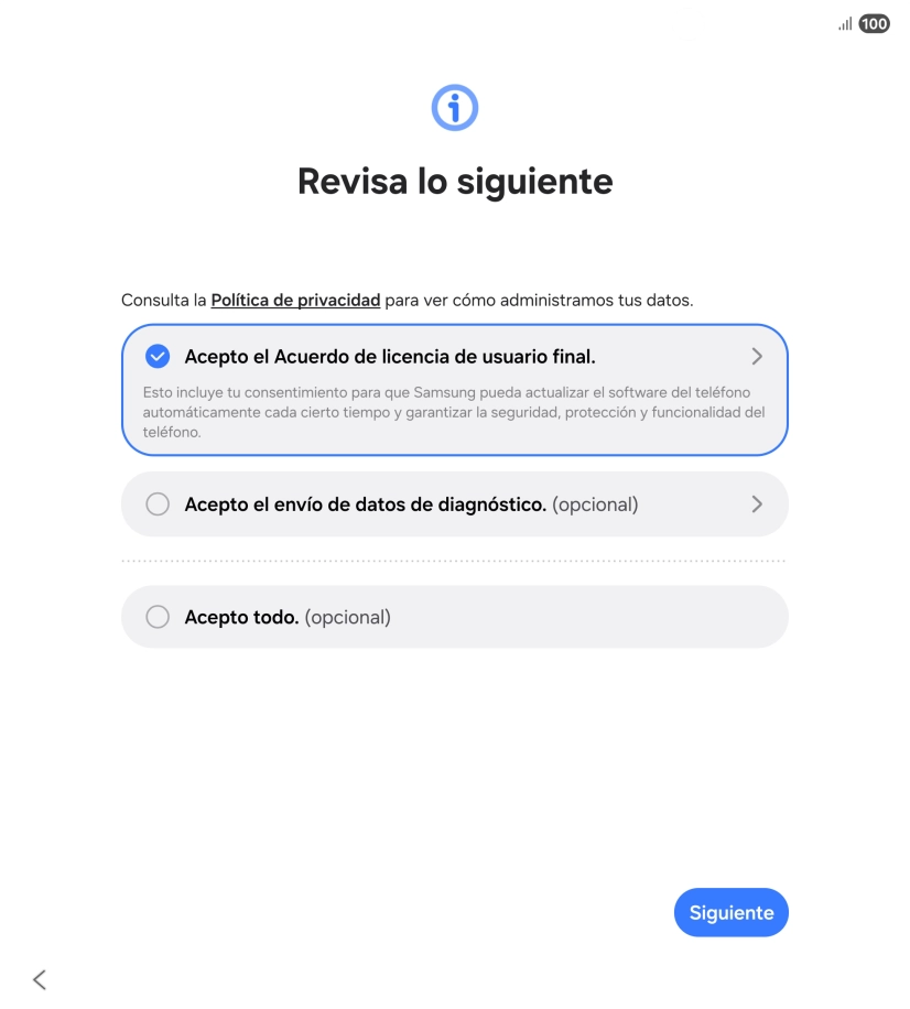 Pulsa Siguiente.