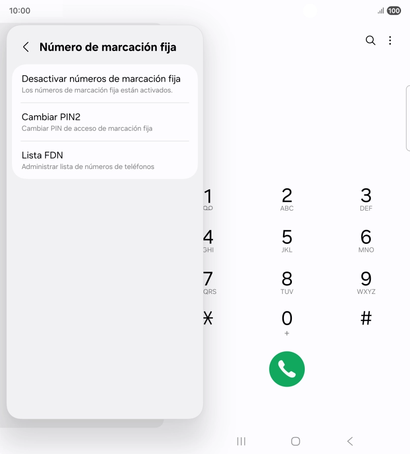 Pulsa Desactivar números de marcación fija.