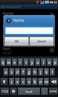 Key in Vodafone Internet and press OK.