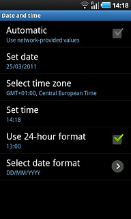 Press Automatic to activate or deactivate automatic date and time update.