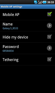 Press Tethering to activate the function.