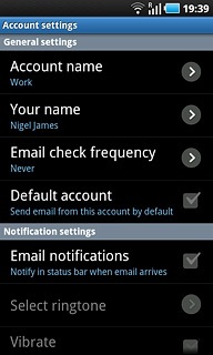 Press Default account to activate the function.