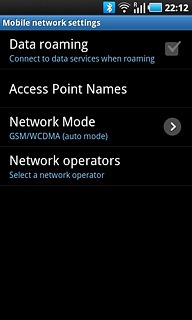 Press Data roaming to activate or deactivate data roaming.