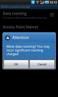 If you activate data roaming:Press OK to confirm.