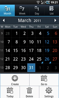 Press Settings.Follow the instructions on the display to select the required settings for the calendar.
