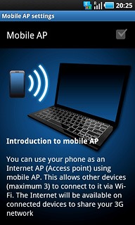 Press Mobile AP to activate the function.