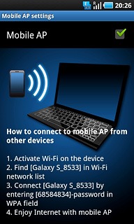 When the box next to the menu item is ticked (V), the function is activated.