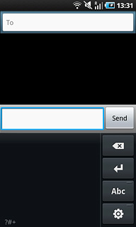 Key in the required letters, numbers or symbols in the message field.The phone automatically suggests a letter, number or character matching what you have keyed in.To insert a space between two words:Draw a horizontal line in the message field.