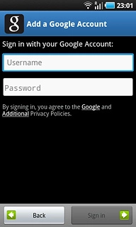 Press Username and key in the username for your Google account.