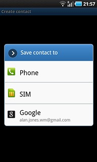 Press Phone, SIM or the required email account.