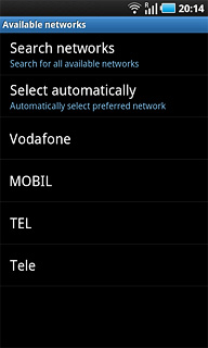 After a moment the phone searches for networks within range.A list of available networks is displayed.Press the required network.After a moment the display shows whether you have access to the selected network. If the display shows that you do not have access to the selected network, it is because your network operator does not have a roaming agreement with the network operator in question.