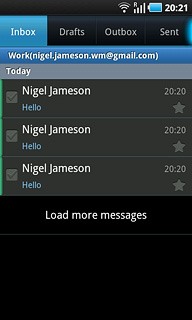 Press the required email message to read it.
