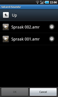 Press the field next to the required ringtone to select it.