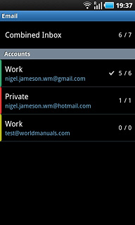 Press and hold the required email account until a pop-up menu is displayed.