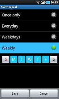 When a day is displayed on a blue background, it is selected.