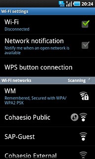 A list of Wi-Fi networks within range is displayed.Press the required network.
