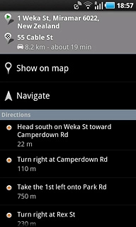 To view the entire route on the map:Press Show on map.