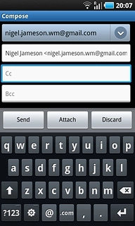 Press Cc or Bcc.Key in the first letters of the required contact.Matching contacts are displayed.