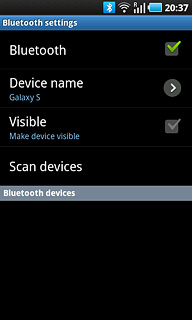 Press Visible to activate or deactivate Bluetooth visibility.