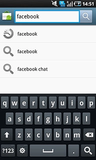 Key in Facebook and press the search icon.