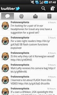 You can now use the application.Please note that Twitter is not part of the original application package and therefore only a general description is given here.You have the following options:Write status updatesView status updates from people you followView messages sent directly to youActivate or deactivate status updates