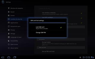 When the box next to the menu item is ticked (V), the PIN is activated.