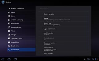 View the device's software version below Android version.