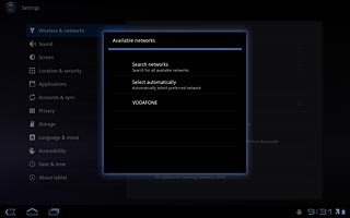 After a moment the device searches for networks within range.Press Select automatically.