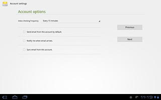 Press Sync email from this account to activate or deactivate the function.