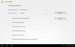Press Notify me when email arrives to activate or deactivate the function.