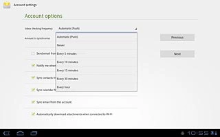 Press Automatic (Push), Never or the required frequency.Please note:The device makes a call for which you will be charged every time it connects to the server to synchronise.