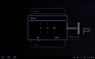 Press arrow up or arrow down above or below hour, minute and AM/PM to set the time.