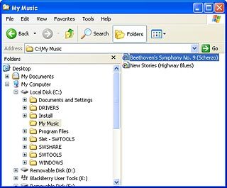 Highlight the required file and move or copy it to the device.