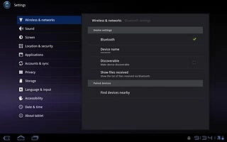 Press Discoverable to activate or deactivate Bluetooth visibility.
