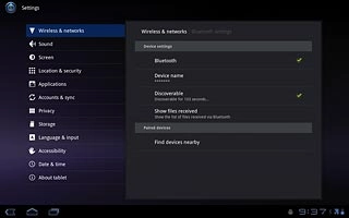 Press Find devices nearby.The device now searches for devices and after a moment, a list of Bluetooth devices within range is displayed.