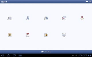 You can now use the application.Please note that Facebook is not part of the original application package and therefore only a general description is given here.You have the following options:Write status updatesSend messagesWrite text on WallUpload picturesSelect application settings